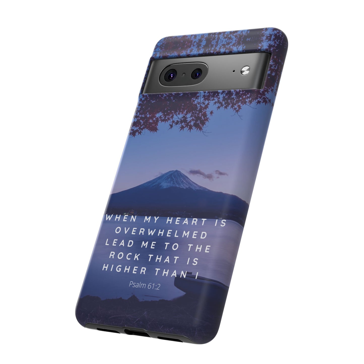 When my Heart is Overwhelmed, lead me to the Rock higher than I Bible Verse Phone Case