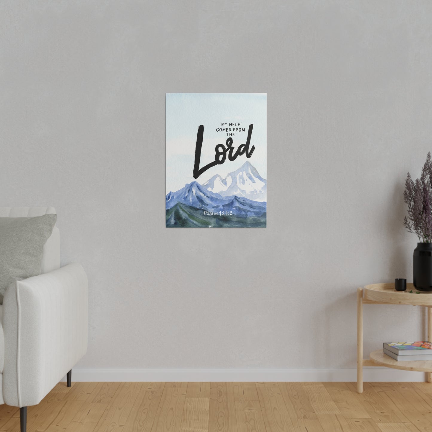 My help comes from the Lord Framed Canvas Wall Art | A song of ascents Mountains Psalm 121 2 Bible Verse Canvas Print | Christian Home Decor