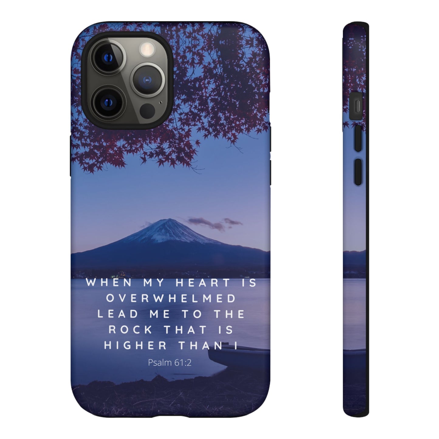 When my Heart is Overwhelmed, lead me to the Rock higher than I Bible Verse Phone Case