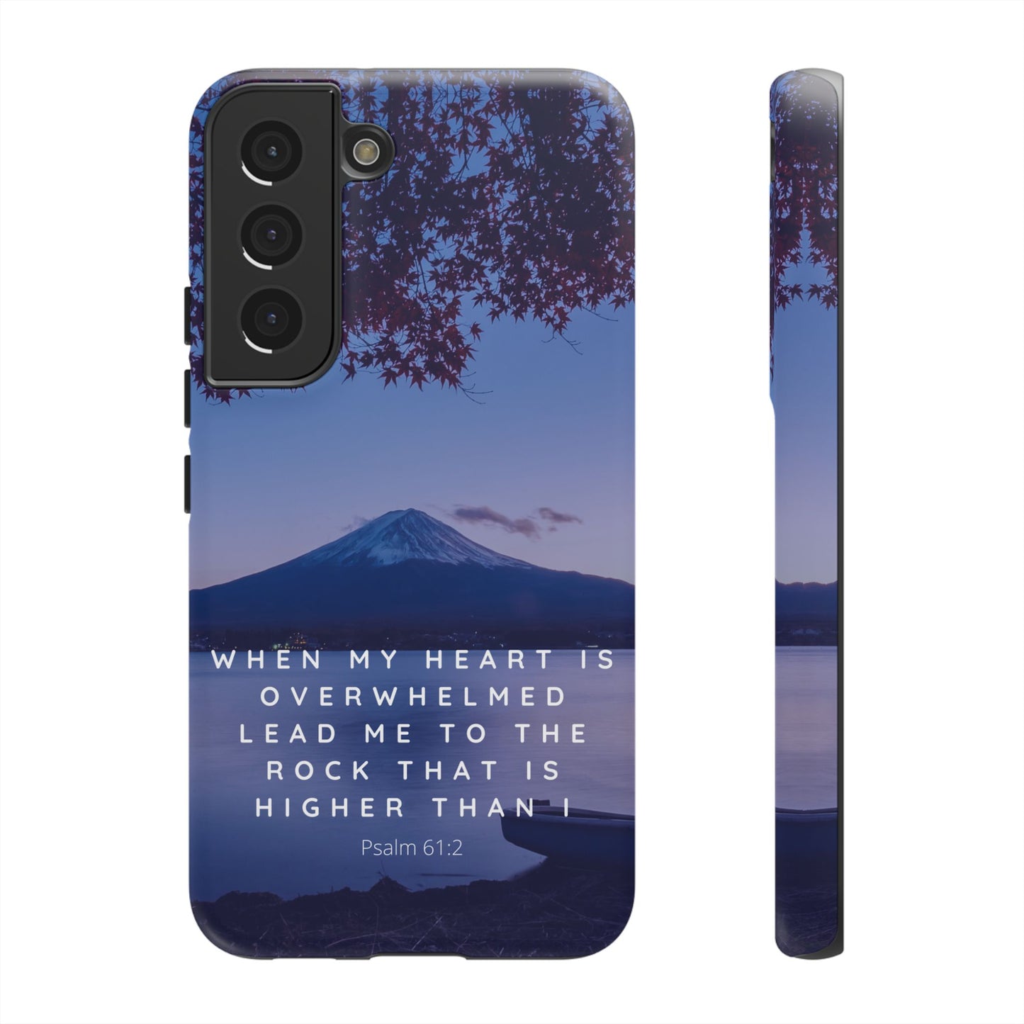 When my Heart is Overwhelmed, lead me to the Rock higher than I Bible Verse Phone Case