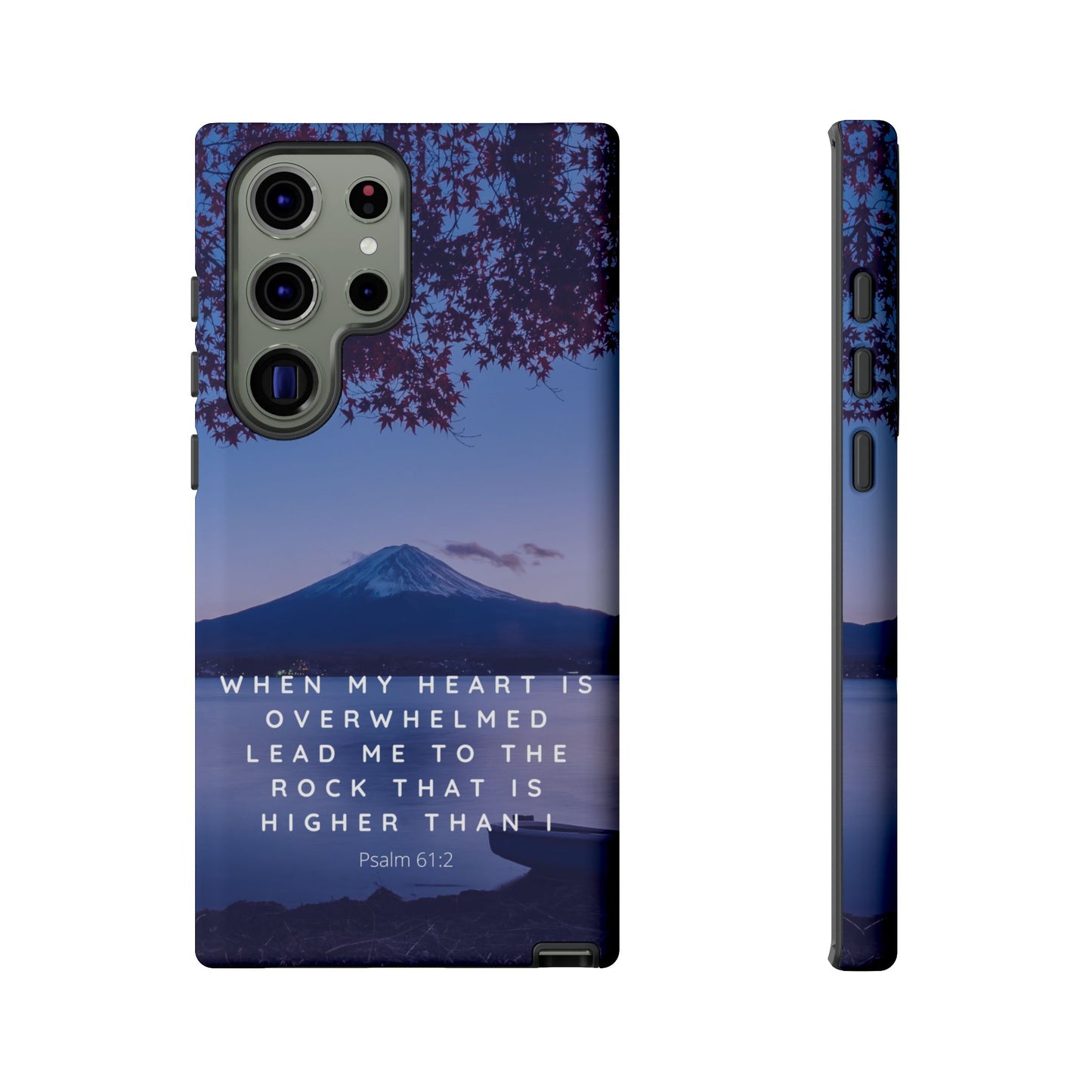 When my Heart is Overwhelmed, lead me to the Rock higher than I Bible Verse Phone Case