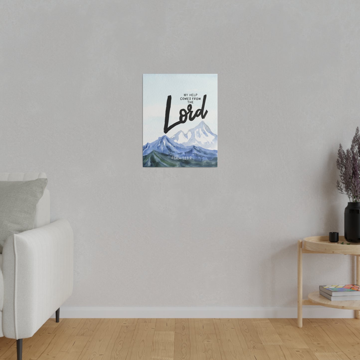 My help comes from the Lord Framed Canvas Wall Art | A song of ascents Mountains Psalm 121 2 Bible Verse Canvas Print | Christian Home Decor