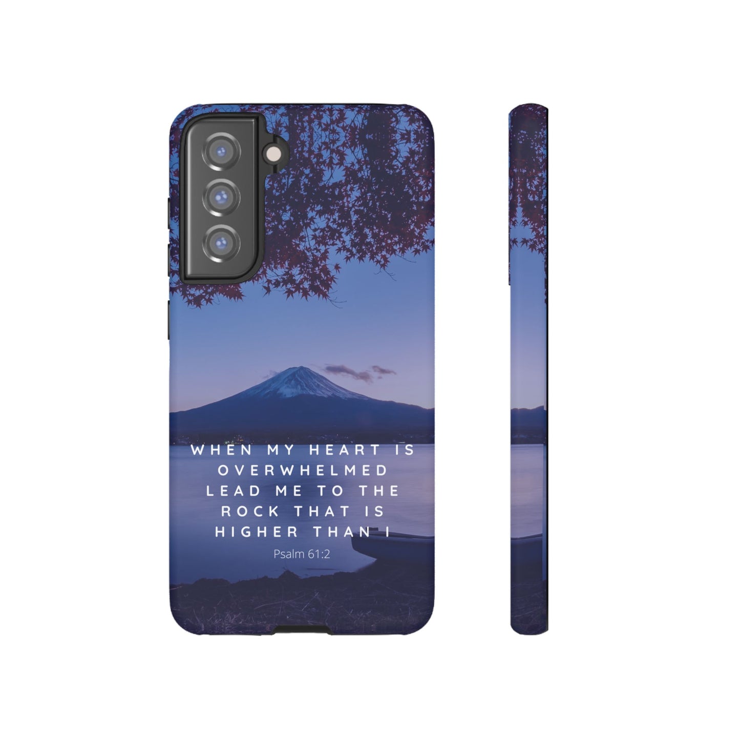 When my Heart is Overwhelmed, lead me to the Rock higher than I Bible Verse Phone Case