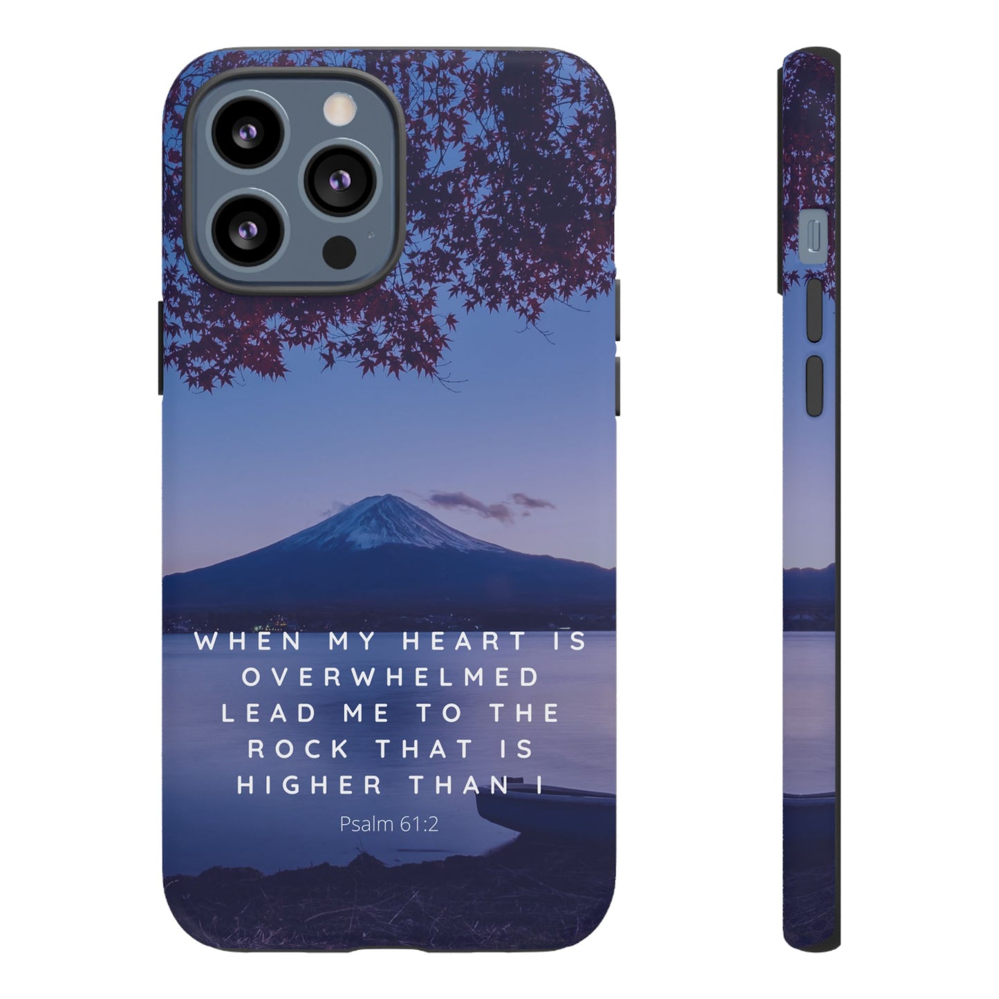 When my Heart is Overwhelmed, lead me to the Rock higher than I Bible Verse Phone Case