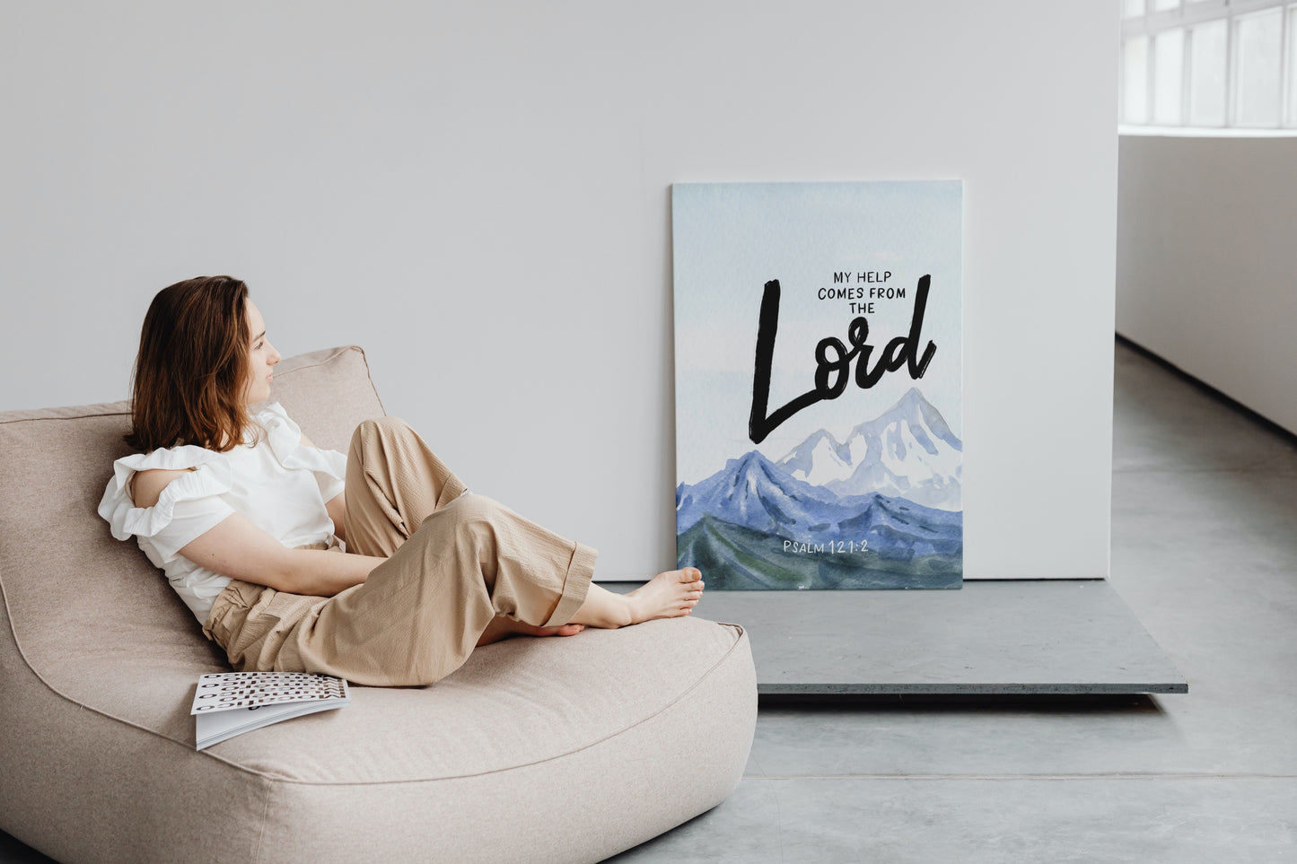 My help comes from the Lord Framed Canvas Wall Art | A song of ascents Mountains Psalm 121 2 Bible Verse Canvas Print | Christian Home Decor