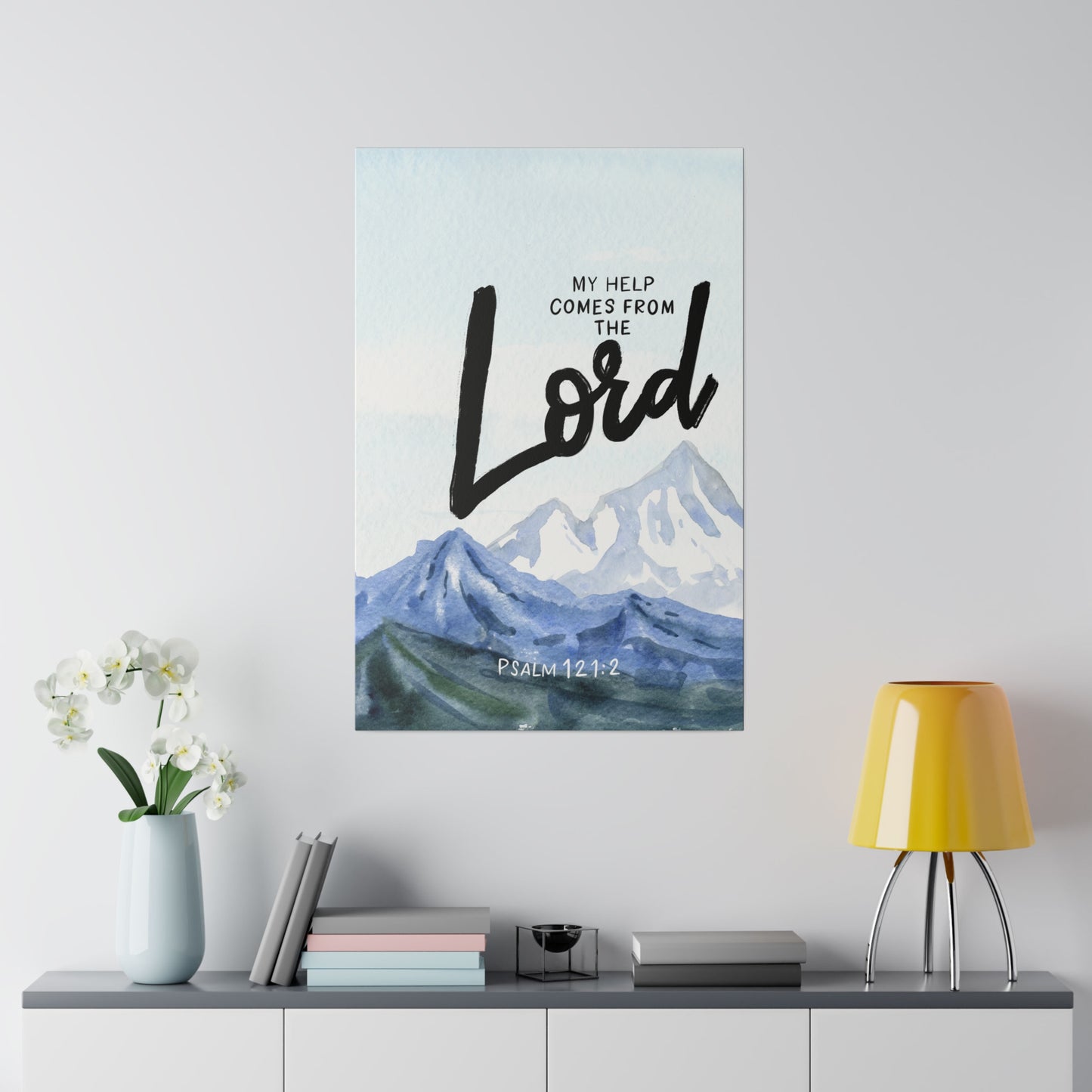 My help comes from the Lord Framed Canvas Wall Art | A song of ascents Mountains Psalm 121 2 Bible Verse Canvas Print | Christian Home Decor