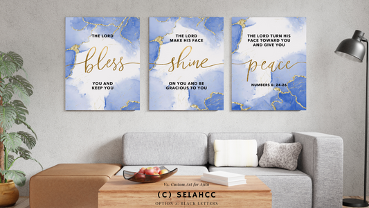Set of 3 Framed Canvas Wall Art, Numbers 6:24-26