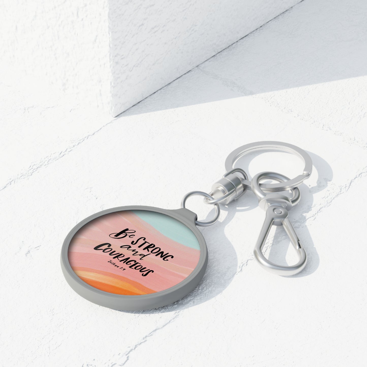 Be Strong and Courageous, Joshua 1:9 Bible Verse Keyring Tag