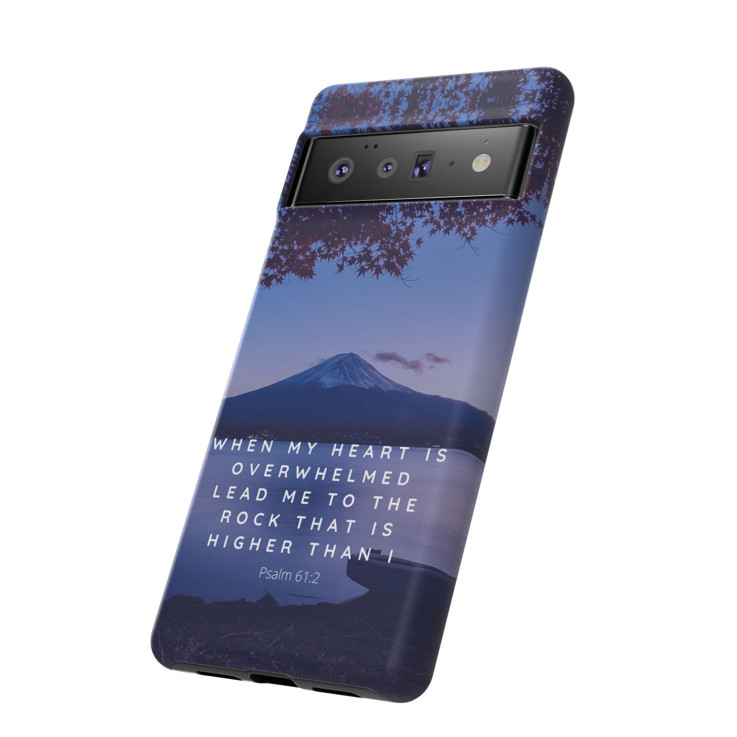 When my Heart is Overwhelmed, lead me to the Rock higher than I Bible Verse Phone Case