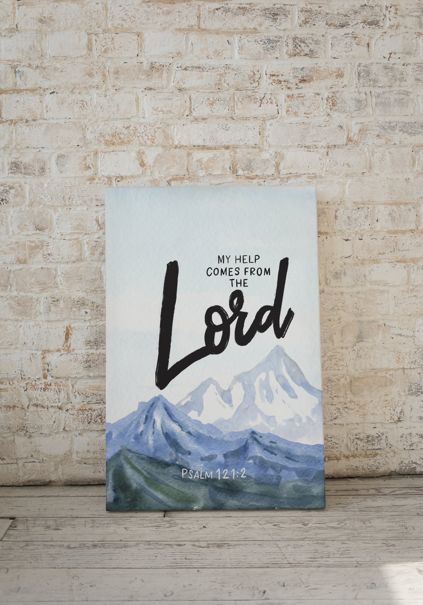 My help comes from the Lord Framed Canvas Wall Art | A song of ascents Mountains Psalm 121 2 Bible Verse Canvas Print | Christian Home Decor
