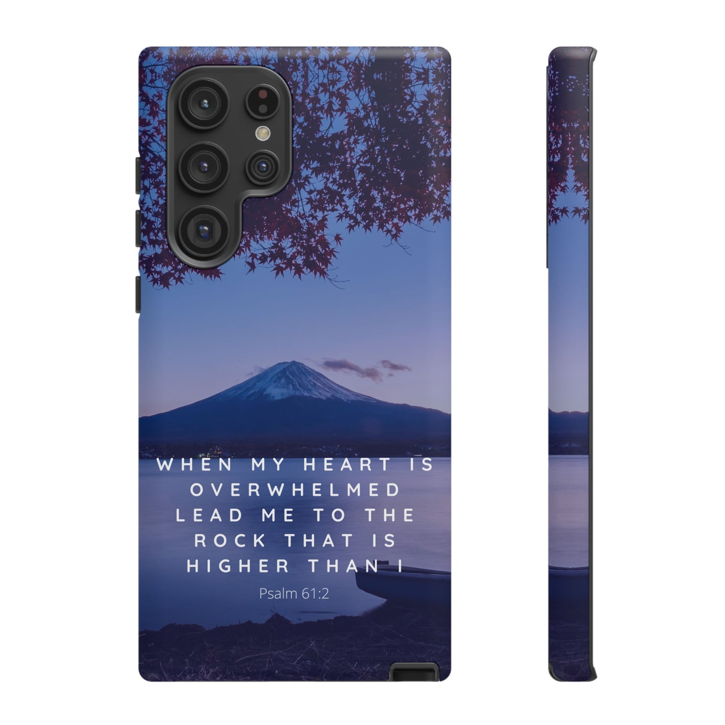 When my Heart is Overwhelmed, lead me to the Rock higher than I Bible Verse Phone Case
