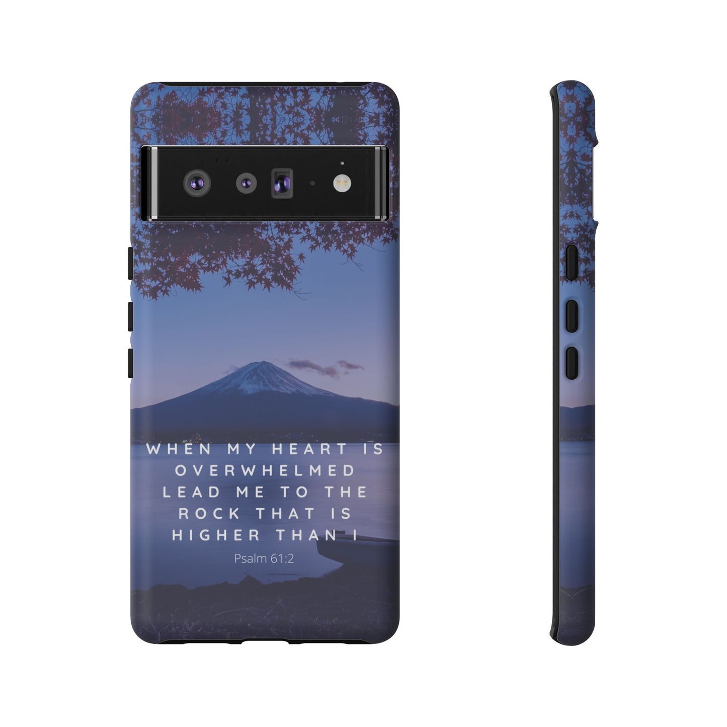 When my Heart is Overwhelmed, lead me to the Rock higher than I Bible Verse Phone Case