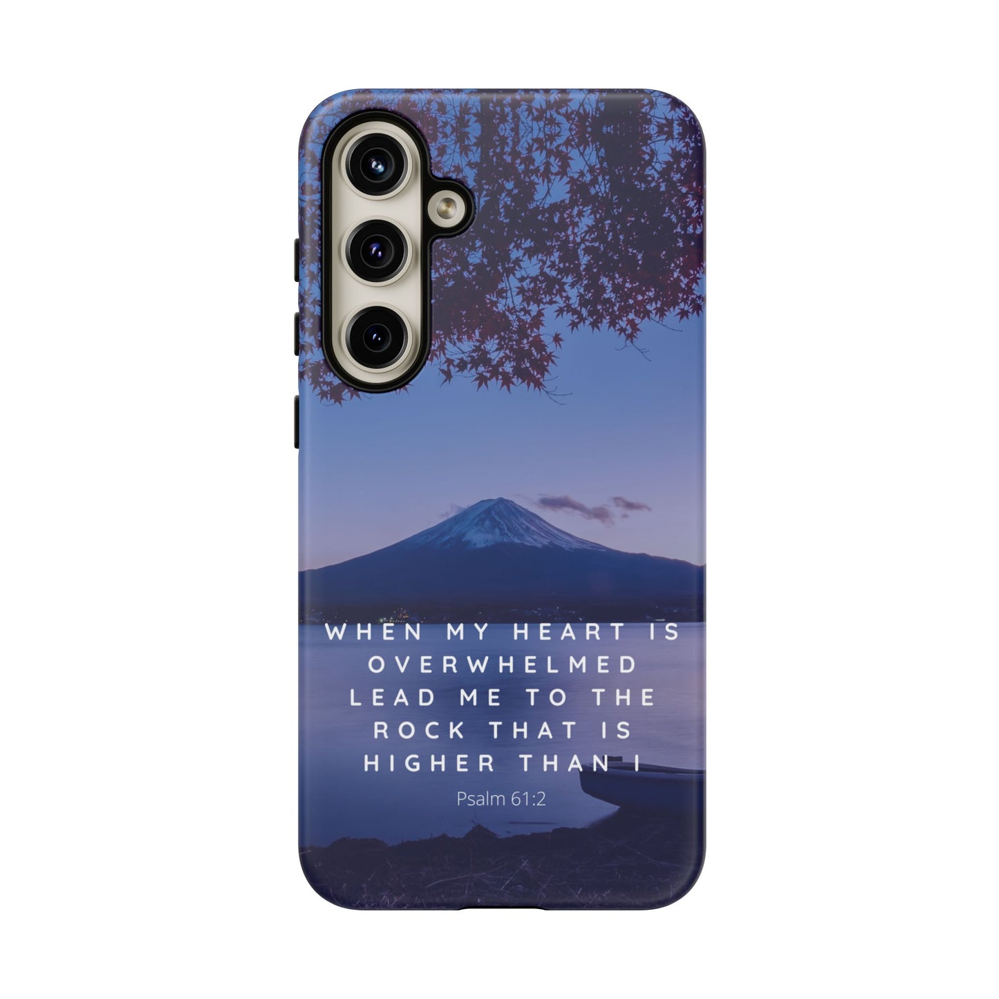 When my Heart is Overwhelmed, lead me to the Rock higher than I Bible Verse Phone Case