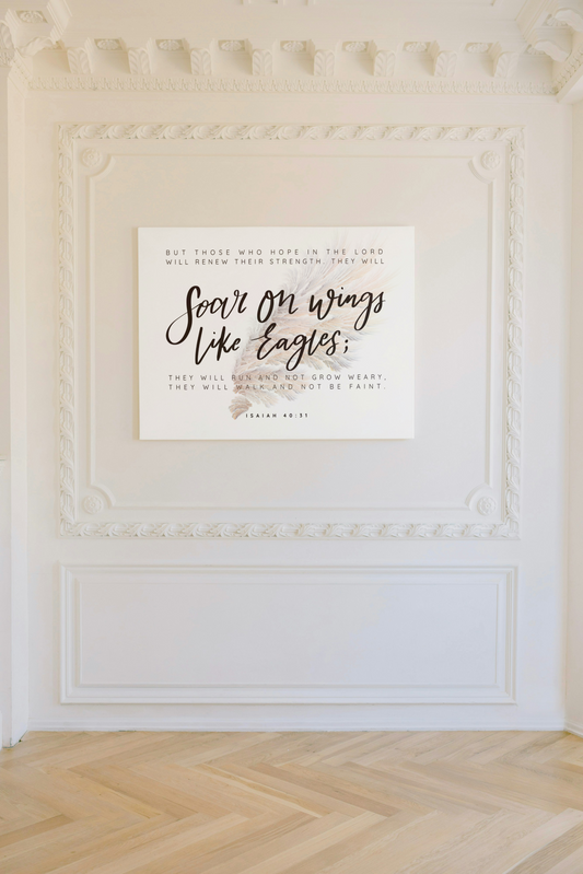 Soar on Wings like Eagles, Isaiah 40:31 Bible Verse Framed Canvas Wall Art