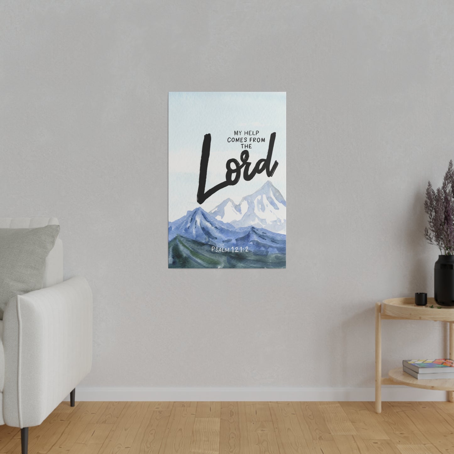 My help comes from the Lord Framed Canvas Wall Art | A song of ascents Mountains Psalm 121 2 Bible Verse Canvas Print | Christian Home Decor