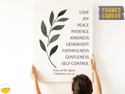 Fruit of the Spirit Framed Canvas Wall Art | Galatians 5:22 Bible Verse Canvas Print