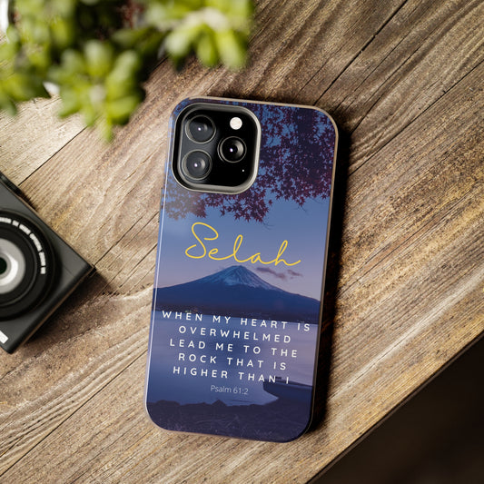 When my Heart is Overwhelmed, lead me to the Rock higher than I Bible Verse Phone Case