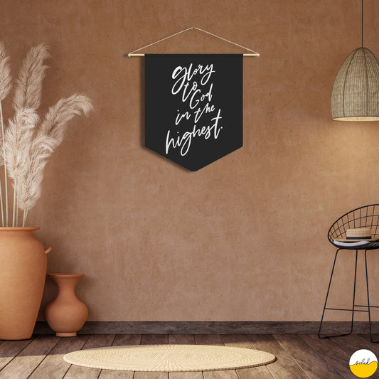 Glory to God in the Highest Pennant, Luke 2:14 Bible Verse Wall Art