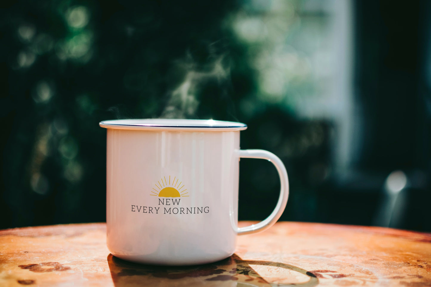 His Mercies are New Every Morning, Selah Christian Bible Verse Camping Enamel Mug
