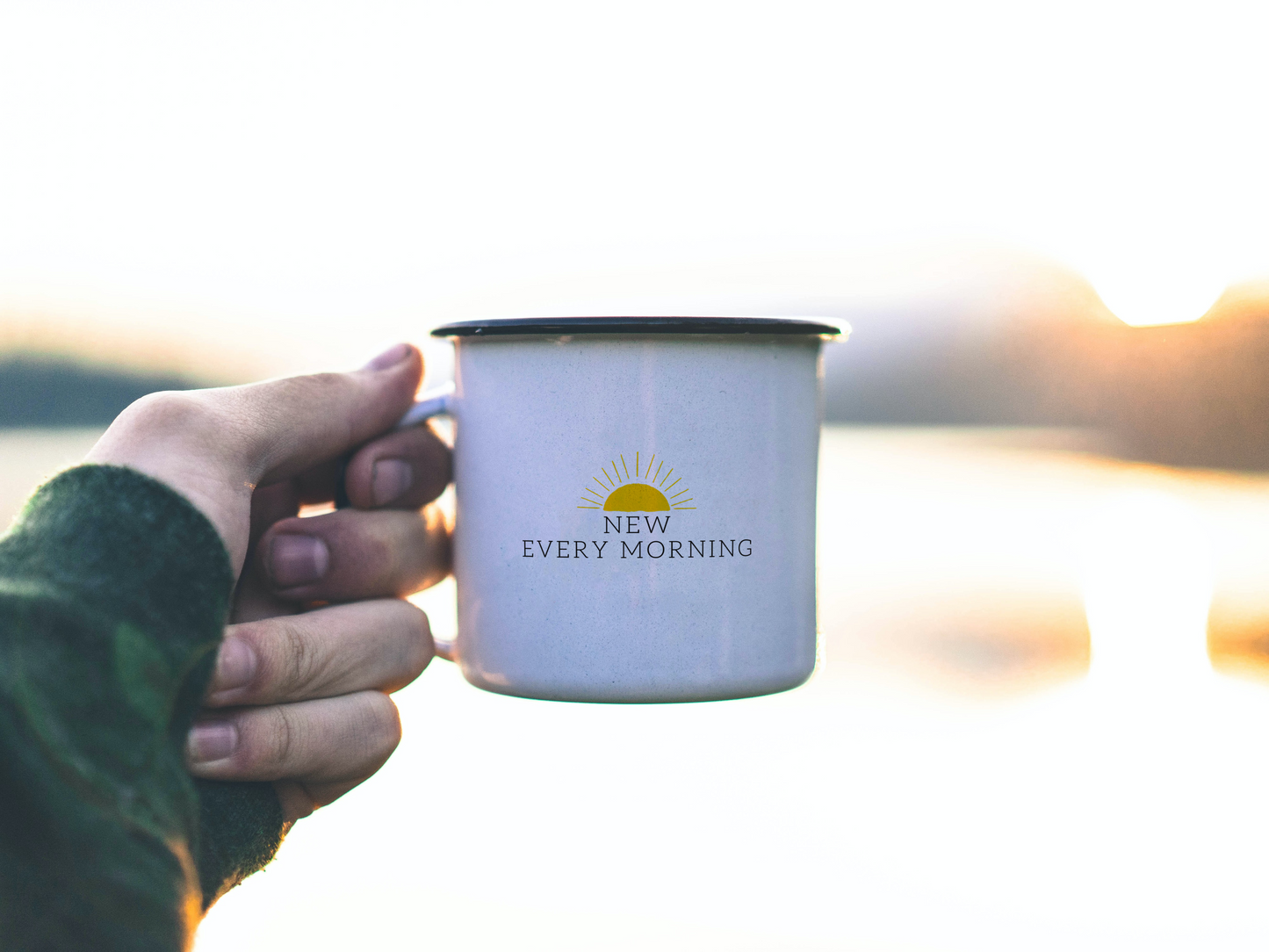 His Mercies are New Every Morning, Selah Christian Bible Verse Camping Enamel Mug