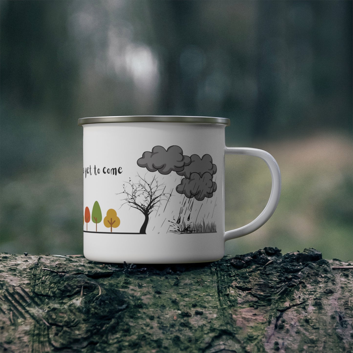 The Best is Yet to Come Stainless Steel Enamel Cup | Doodle Art Camping Mug
