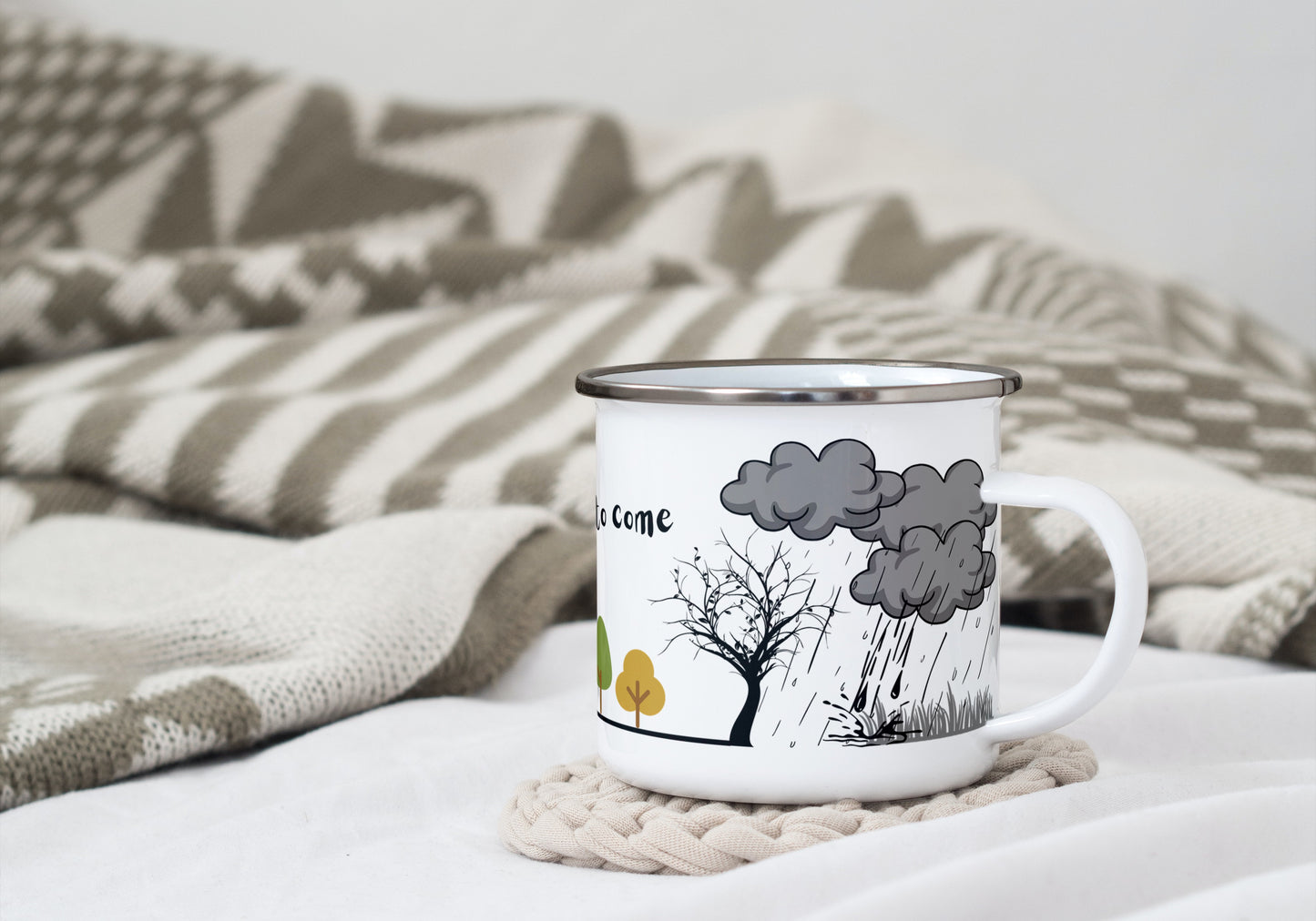 The Best is Yet to Come Stainless Steel Enamel Cup | Doodle Art Camping Mug