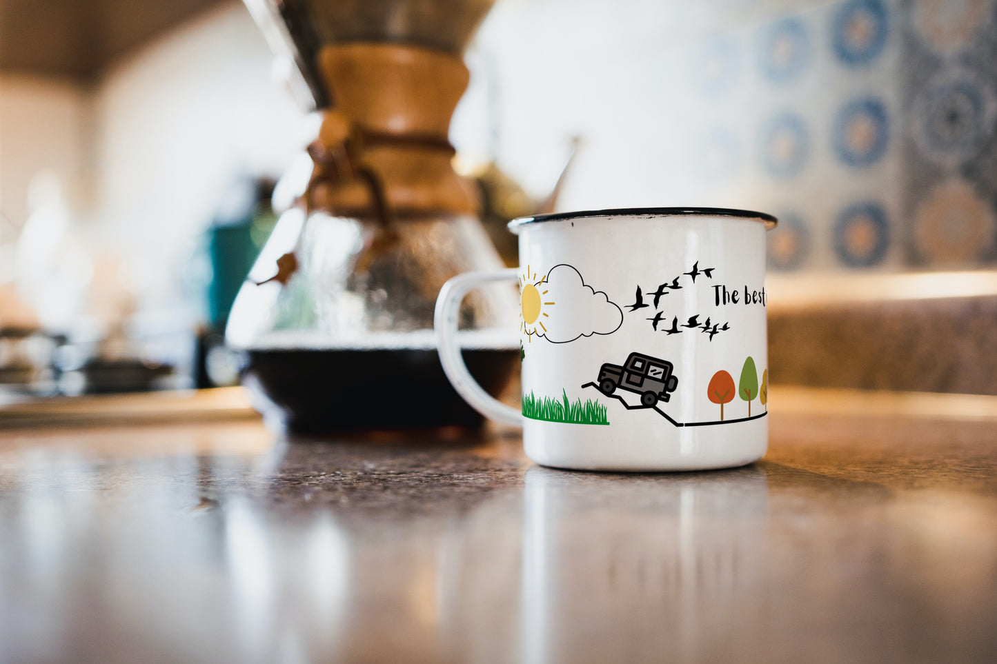 The Best is Yet to Come Stainless Steel Enamel Cup | Doodle Art Camping Mug
