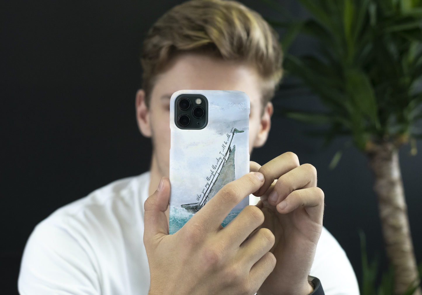 When you pass through the waters, I'll be with you Phone Case | Isaiah 43:2 Ocean themed Bible Verse Phone Case