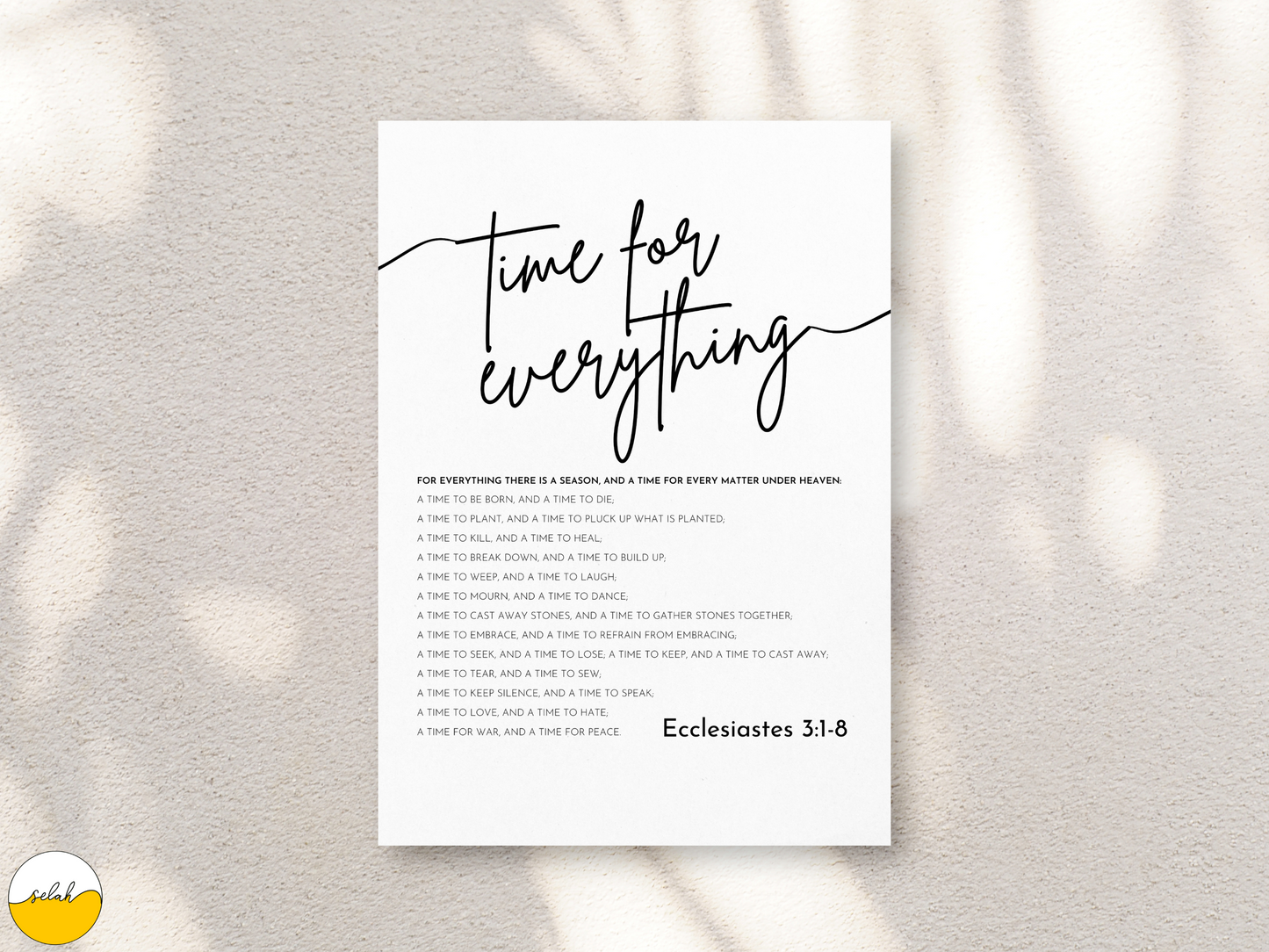 Time for Everything, Ecclesiastes 3 Bible Verse Framed Canvas Print, Christian Wall Art, Bible Verse Wall Decor