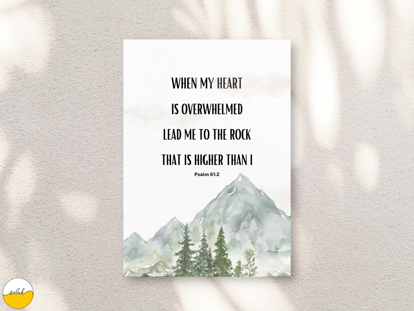 When my heart is overwhelmed lead me to the Rock that is higher than I, Psalm 61 Bible Verse Framed Canvas Print