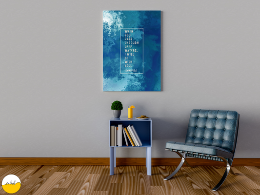 When you pass through deep waters, I will be with you | Isaiah 43:2 Framed Canvas Wall Art