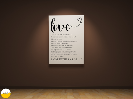 LOVE Corinthians Wooden Inner Framed Canvas Painting