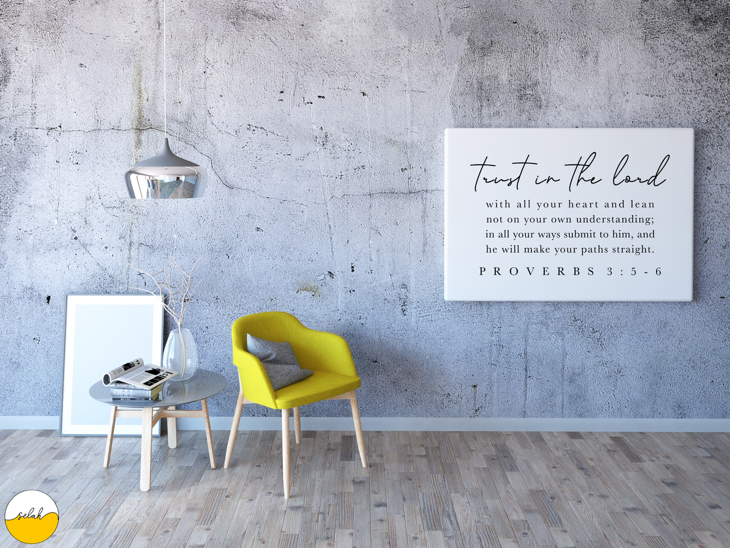 Trust in the Lord Bible Verse Proverbs 3 Wall Art; Framed Christian Canvas Print