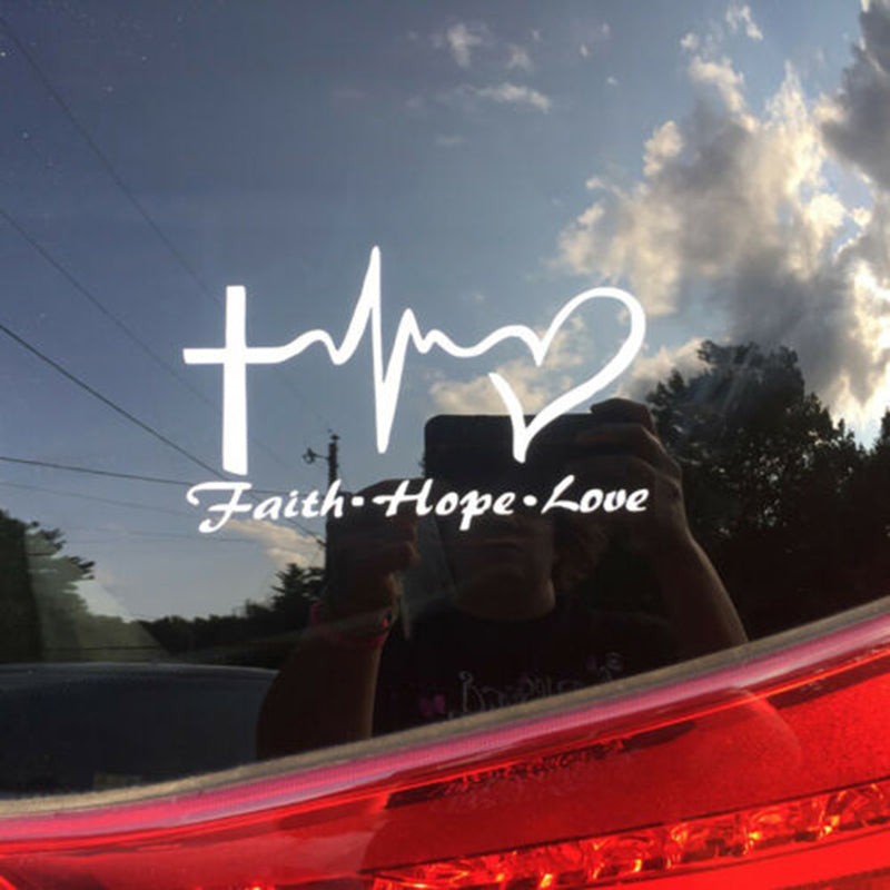 Faith Hope Love Car Sticker | Cross Car Sticker | Jesus Car Sticker | Christian Car Decal | Bible Verse Sticker