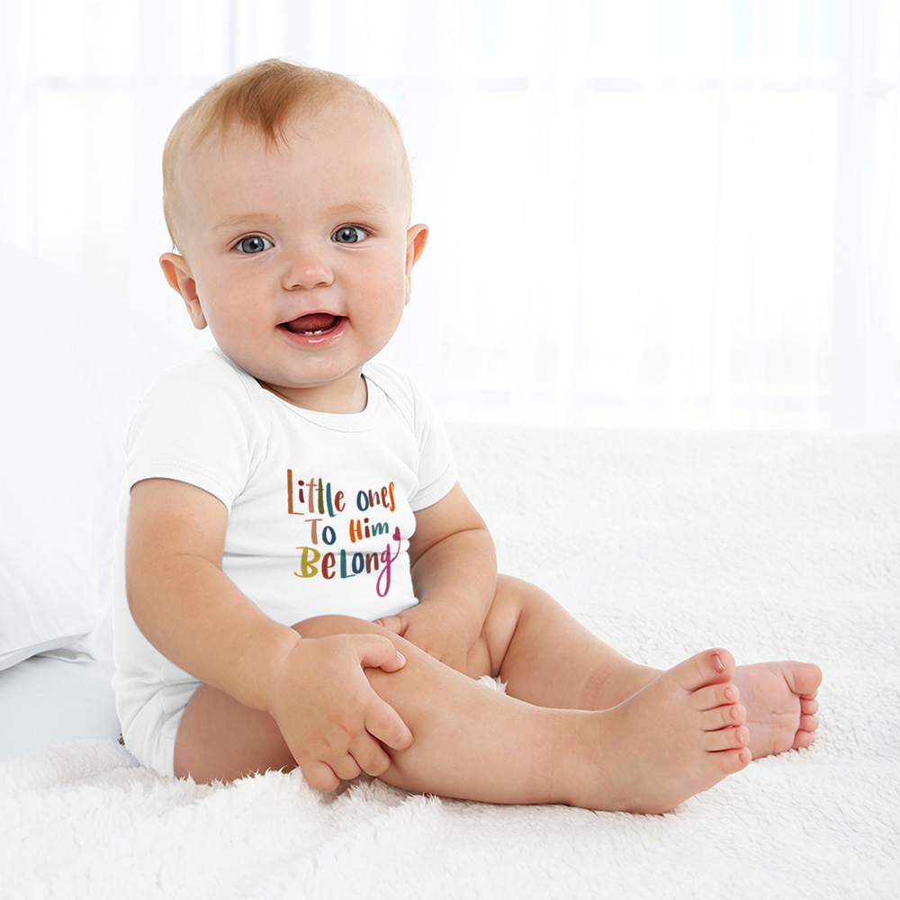 Little Ones to Him Belong Climbing Short-Sleeved Jumpsuit for Christian babies