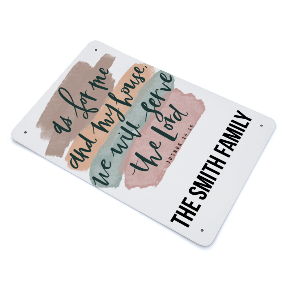 As for me and my house, we will Serve the Lord Sign | Joshua 24:15 Bible Verse Aluminum Plate Metal Sign