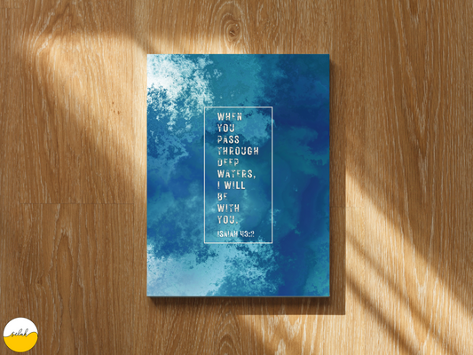 When you pass through deep waters, I will be with you | Isaiah 43:2 Framed Canvas Wall Art