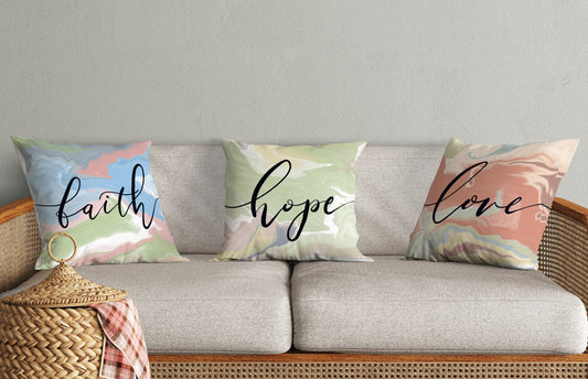Faith Hope Love Marble Art Christian Pillowcases