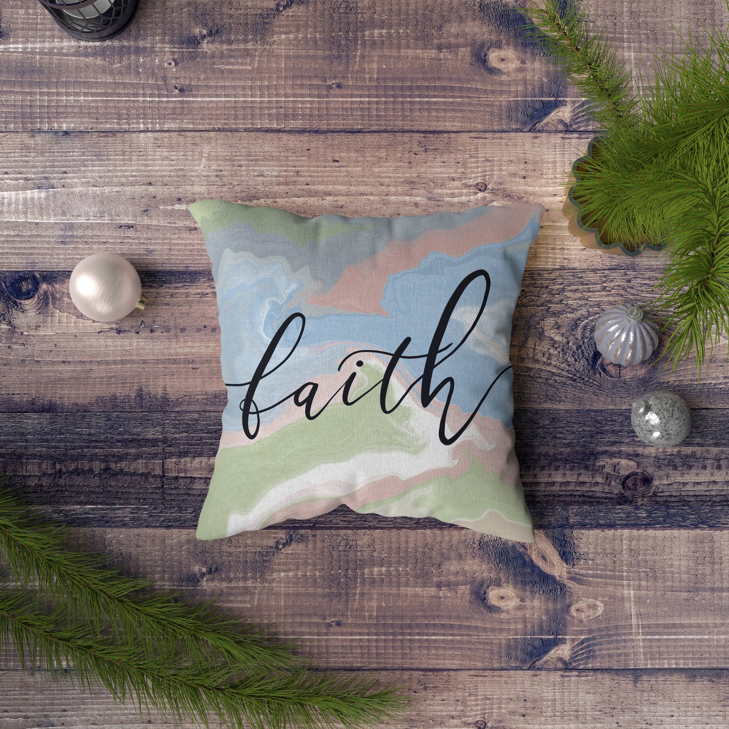 Faith Hope Love Bible Verse Pillow Case, Cushion Cover | Christian Marble Art Cushion, Home Decor