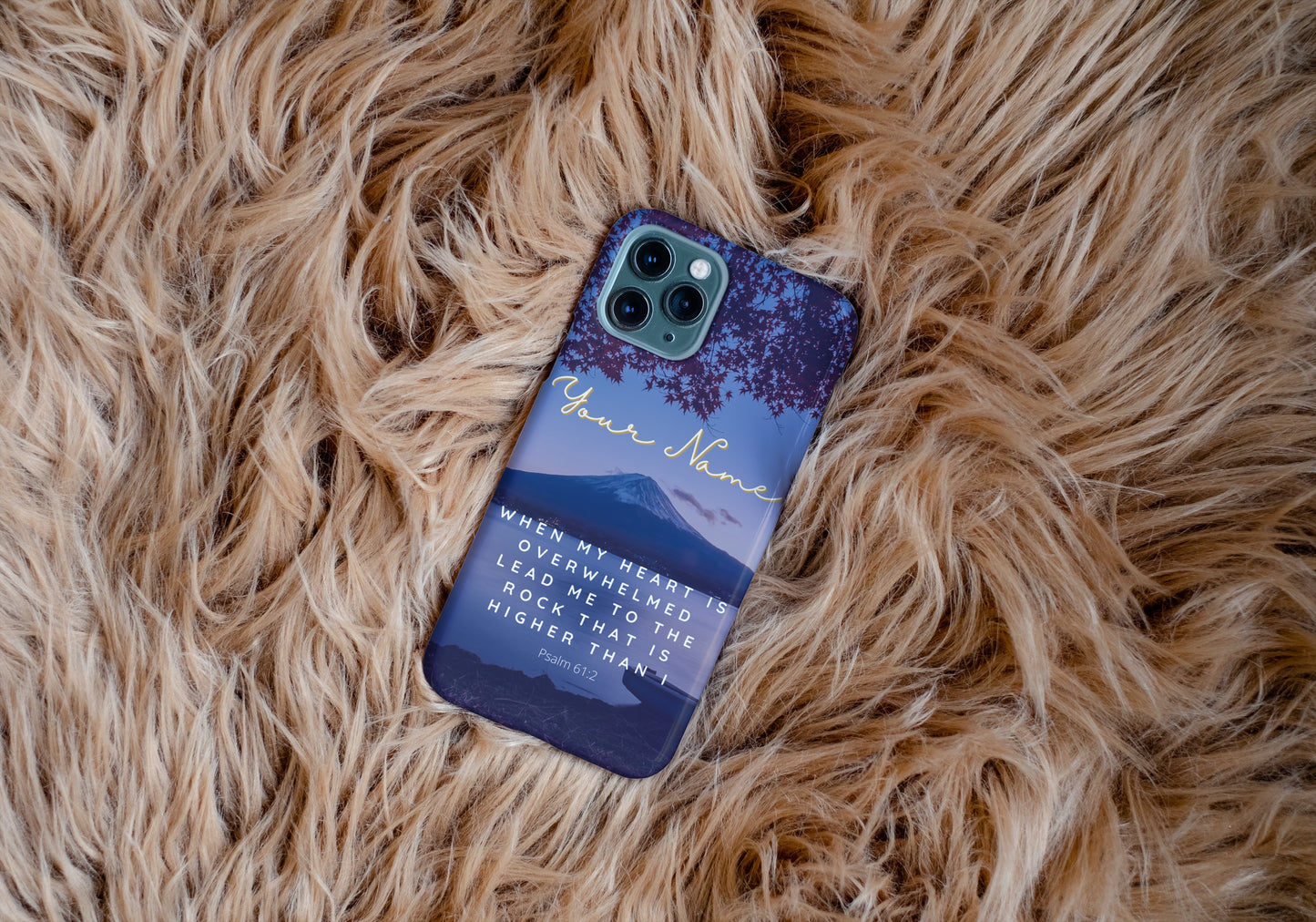 Rock Higher Than I Psalm Bible Verse iPhone Case | Christian Scripture Case for iPhone 11, iPhone 12, iPhone 13 | Psalm iPhone Case