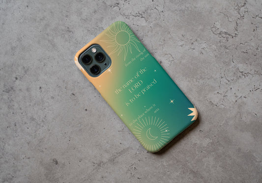 From the rising of the sun the name of the Lord be Praised, Psalm 113:3 Bible Verse Phone Cover | Boho Art Christian iPhone Case