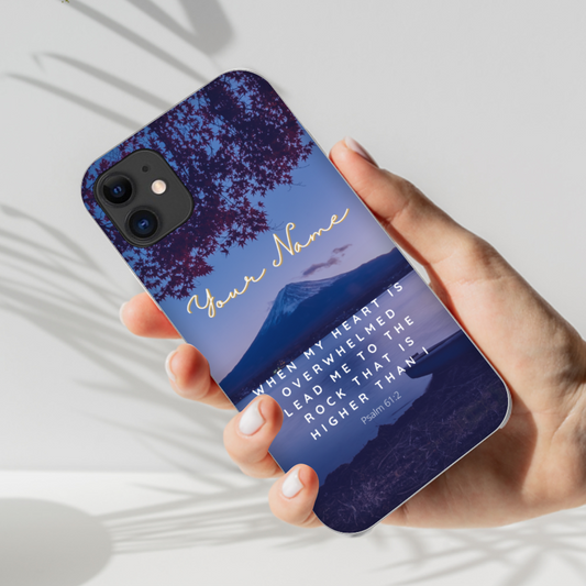 Rock Higher Than I Psalm Bible Verse iPhone Case | Christian Scripture Case for iPhone 11, iPhone 12, iPhone 13 | Psalm iPhone Case