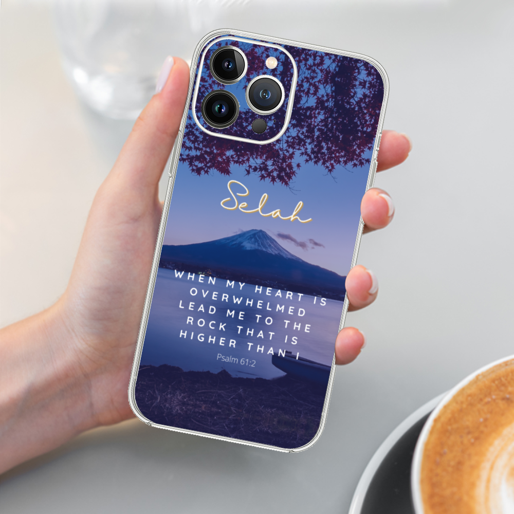 Rock Higher Than I Psalm Bible Verse iPhone Case | Christian Scripture Case for iPhone 11, iPhone 12, iPhone 13 | Psalm iPhone Case