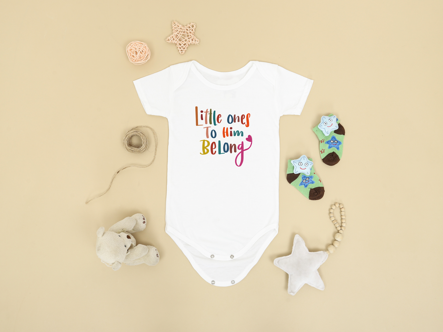 Little Ones to Him Belong Climbing Short-Sleeved Jumpsuit for Christian babies