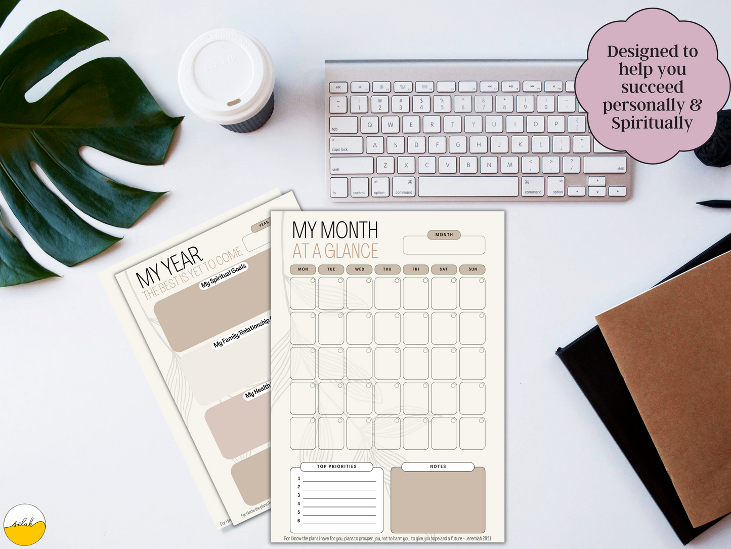 Christian Daily Planner Bundle 11 Pages, Productivity, Finance, Fitness and Life Planner, Printable PDF A4, A5, Selah Planner for Christians