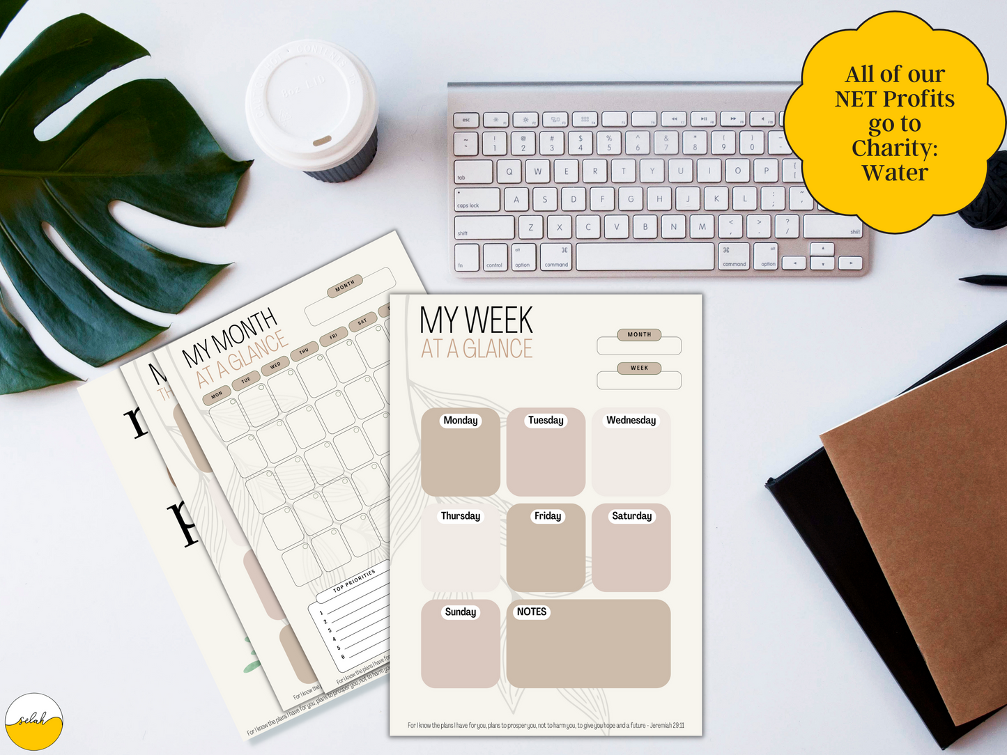 Christian Daily Planner Bundle 11 Pages, Productivity, Finance, Fitness and Life Planner, Printable PDF A4, A5, Selah Planner for Christians