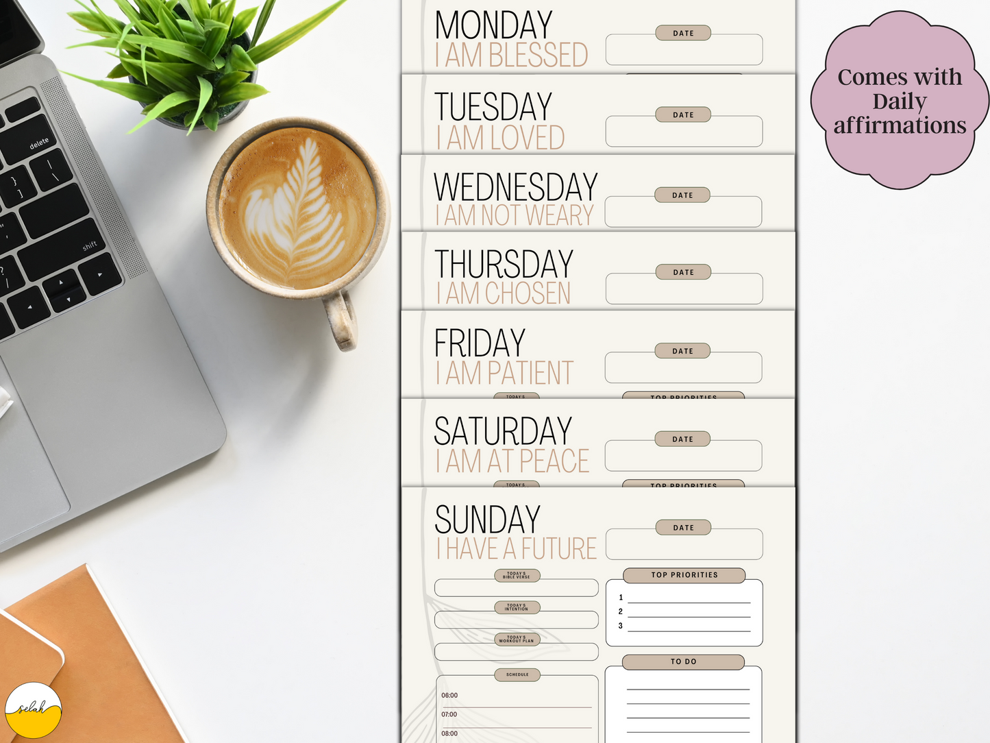Christian Daily Planner Bundle 11 Pages, Productivity, Finance, Fitness and Life Planner, Printable PDF A4, A5, Selah Planner for Christians
