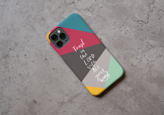 Trust in the Lord with all my heart Phone Case, Proverbs 3:5 Bible Verse iPhone Cover, Retro Christian iPhone Case
