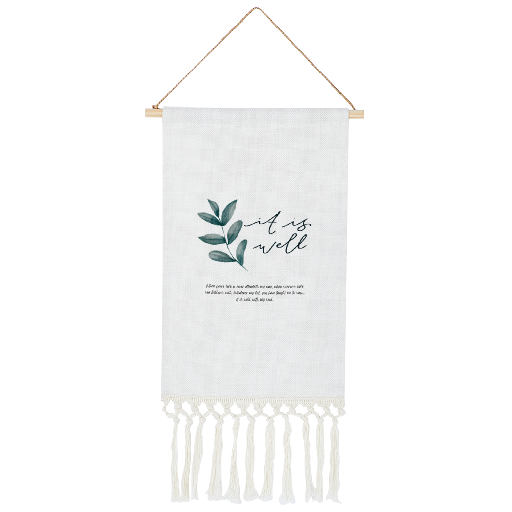It is Well with my Soul Tapestry, Bible Verse Linen Tapestry with Tassel | Christian Wall Hanging
