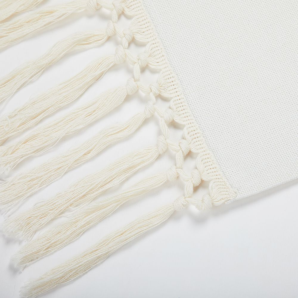 Love Never Fails Linen Tapestry with Tassel, Bible Verse Love Wall Hanging